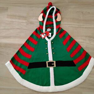 Women’s Christmas Poncho Sweater Hooded Holiday Sweater Size Large NEW